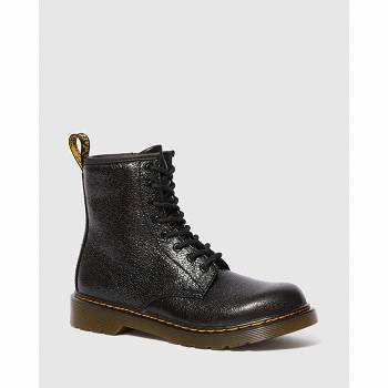 Dr Martens Gyerek 1460 Crinkle Metallic Lace Up Bakancs Fekete